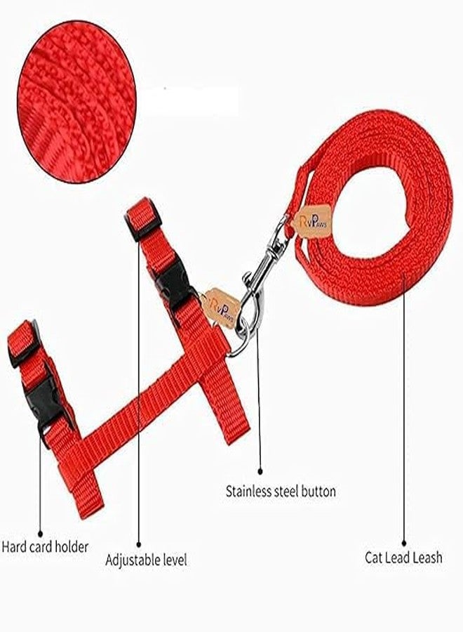 Pups&Pets Nylon Harness Strap Printed Collar with Leash and Adjustable Hook Body Harness Set for Cats and Kitten Outdoor Walking & Training (Color As Per Availability) - Image 4